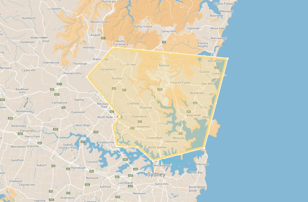 Pawtty Patrol Service Area Map